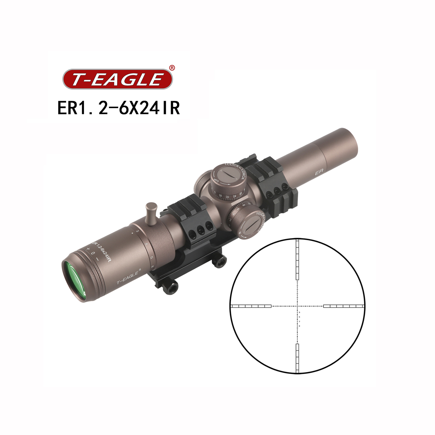 T-eagle ER 1,2-6X24 IR HK Быстрая прицеливаемая компактность прицел легкая оптика освещение красные сетчатые прицелы и аксессуары