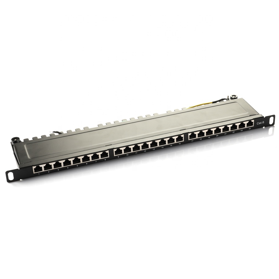 0.5U 19 ''STP FTP экранированный кабель черный RJ45 сетевой металл 24 порта Cat6 коммутационная панель