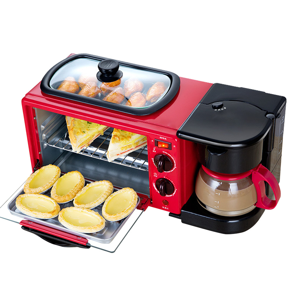 2021 New Multifunction 3 in 1 Breakfast Set Toaster Coffee Maker 3 in 1 Breakfast Maker With Toast Oven Coffee Pot Frying Pan