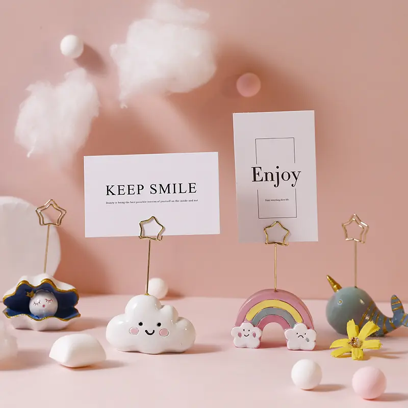 Photo Clip Memo Clip Creative Cute Cartoon Cloud Message Clip Business Card Holder Desktop Decoration Small Ornaments