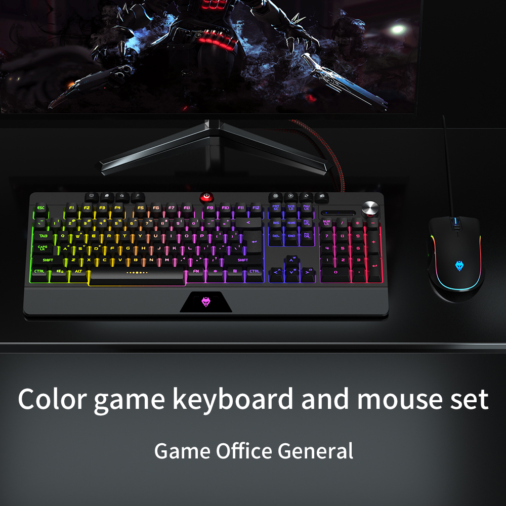 Игровая мышь и клавиатура, Водонепроницаемая USB-клавиатура с RGB-подсветкой, 8 мультимедийных кнопок, эргономичный дизайн