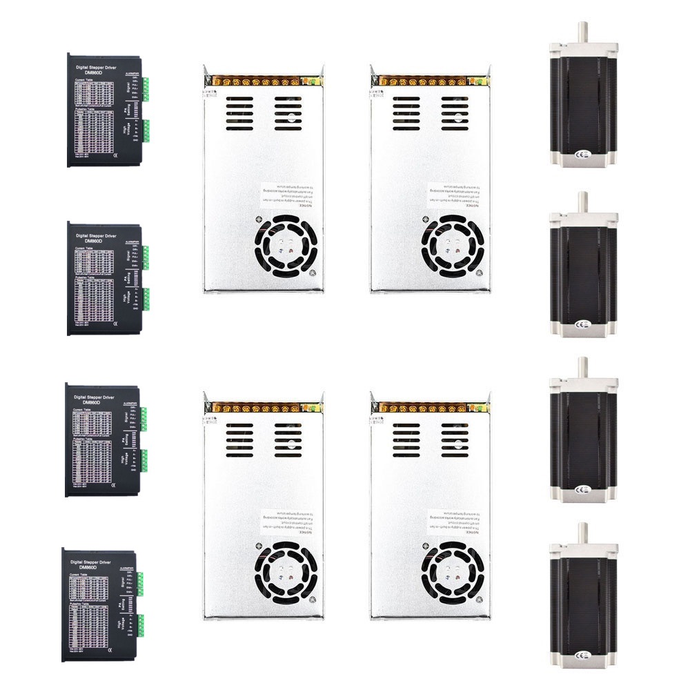 Kit CNC 4 Axis Nema 34 Stepper Motor 1666 ozin AND DM860 Stepper Driver