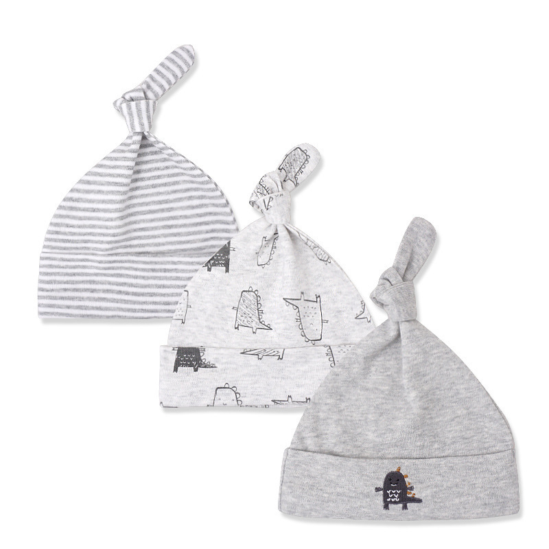 Feiyou new Amazon hot selling 3 Pack infant baby unisex Stripes Printed embroidery soft baby cotton baseball cap baby Knot hat