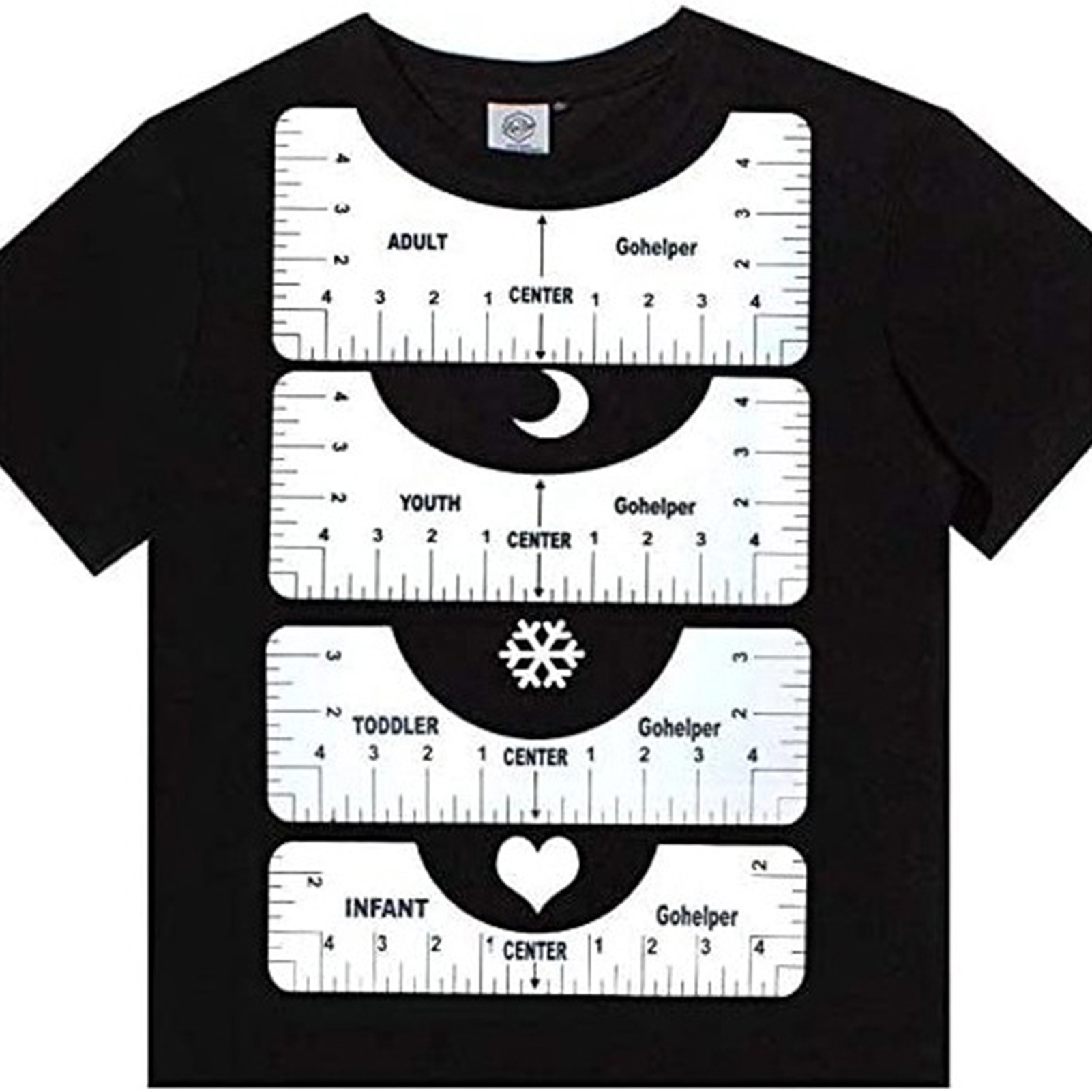Dropshipping 4pcs DIY Portable PVC round Neck Sewing Alignment T shirt ruler with Guide Tool