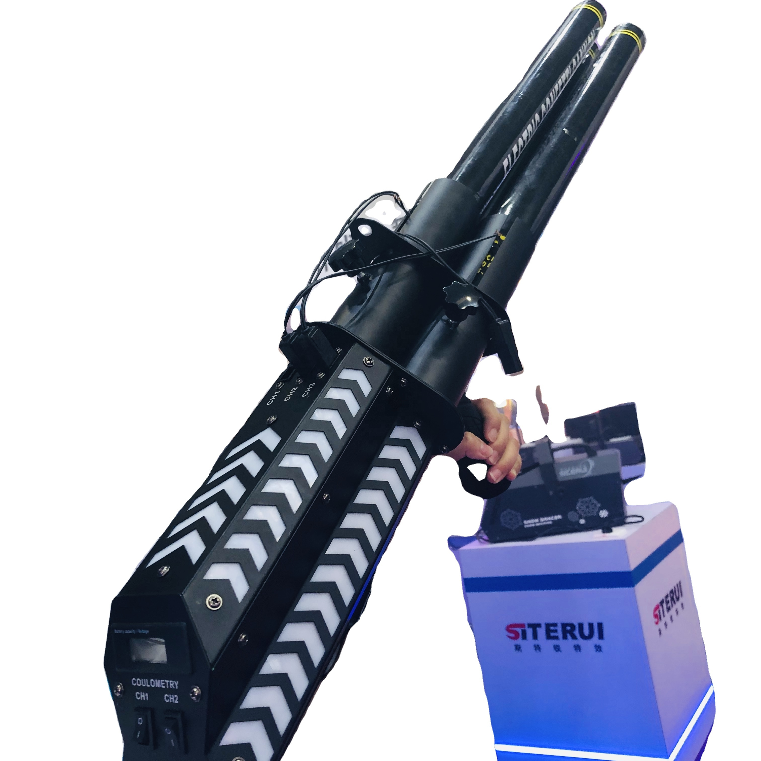 3 Shots Hand Hold Electric Shooter Rechargeable Three Head Barrels Popper Machine Spring Battery Powered Confetti Party Gun
