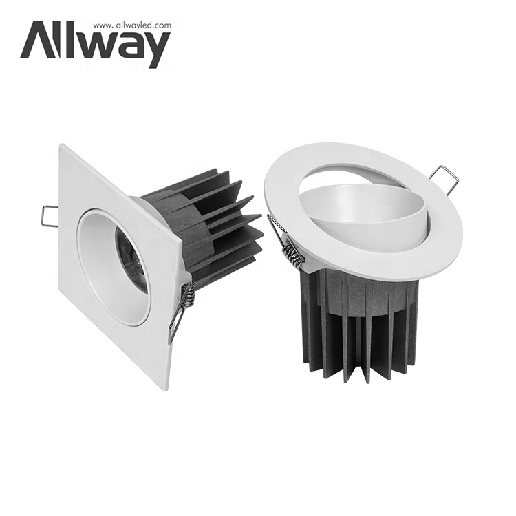 Factory Direct Supply High Quality Adjustable Round Square Trim Recessed COB Indoor 7 12 20 Watt LED Downlight