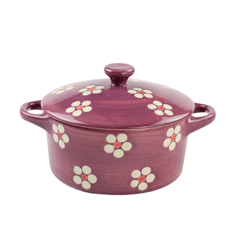 Ceramic Mini Cute Pot Insulated Casserole Sets Cookware Cooking Pots Custom Baking Dish Dishes Bowl Ramekins With Lid