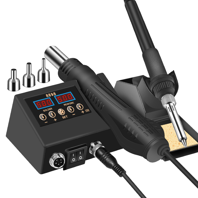 8898 SMD паяльная станция 2 в 1 паяльник для подключения к портативный тепловой пистолет-распылитель dewelding 8586D паяльник для подключения к сварочная станция