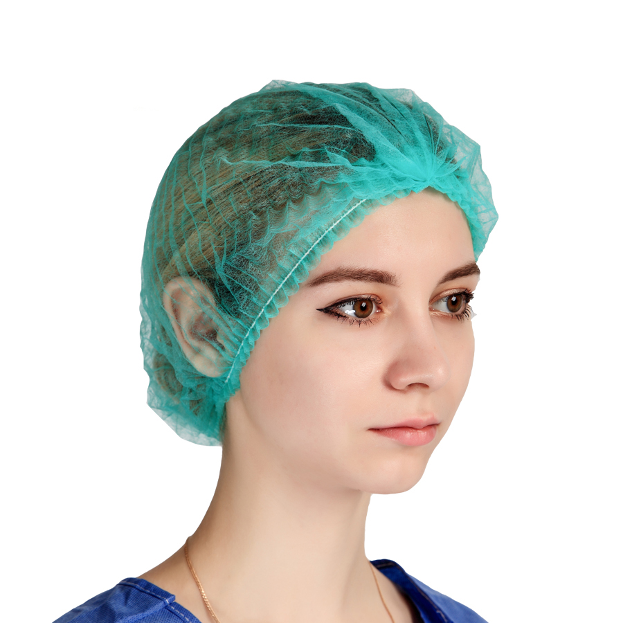 Disposable PP Colored non-woven round cap surgical round nursing bouffant clip cap hair head cover cap