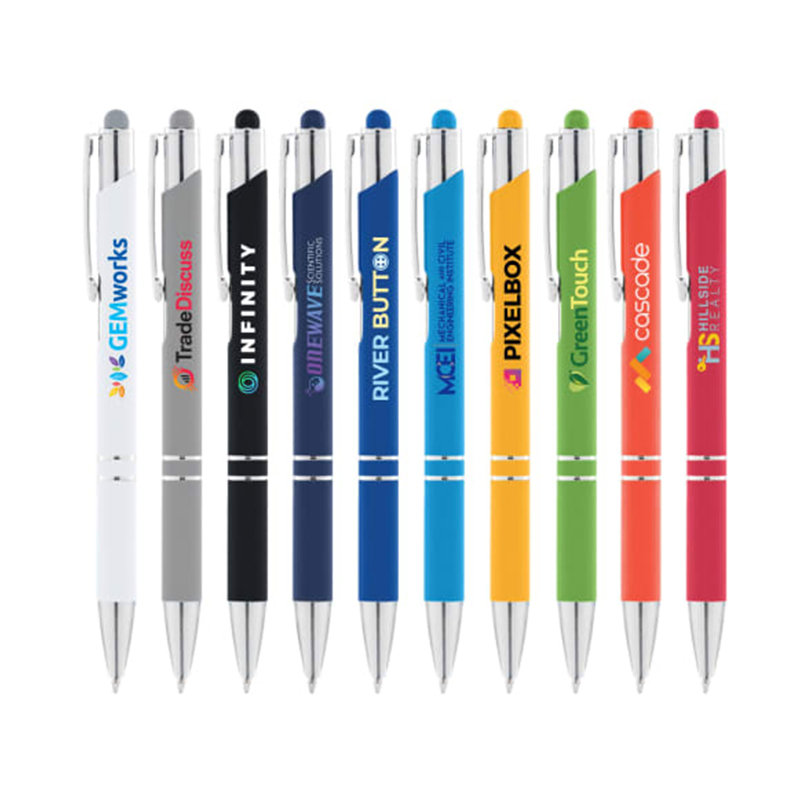 Promotional Cheapest Aluminum Ballpoint Stylus Pen With Soft Rubber Touch Screens Cheap Custom Logo For Mobile Phone Ball Point