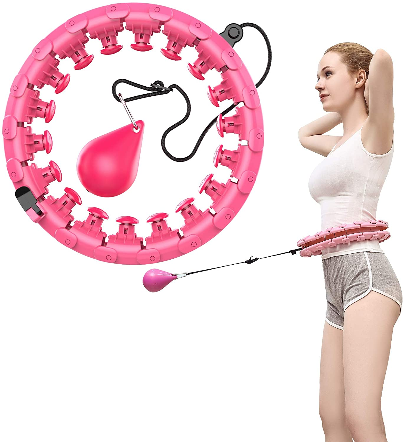 ready to ship new design hula circle 24 knots fitness exercise equipment indoor/outdoor adjustable length hula ring