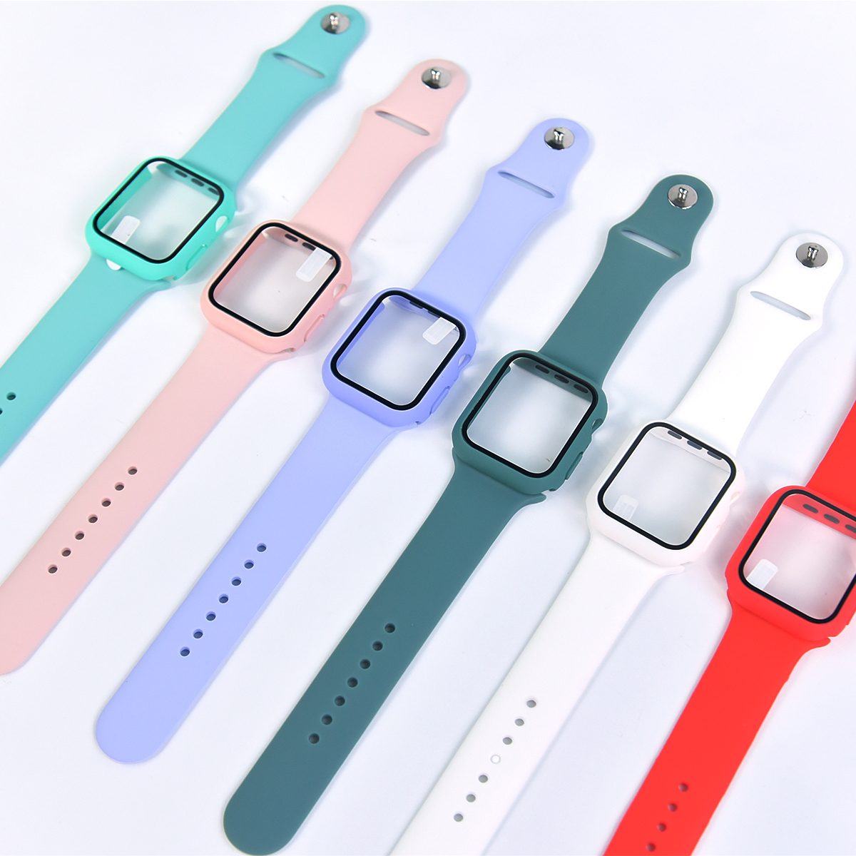 Новый дизайн, набор силиконовых ремешков для часов Apple Watch, чехлы для IWatch серии 6 5 4 3 SE 44 мм 40 мм, чехол для iWatch 42 мм 38 мм