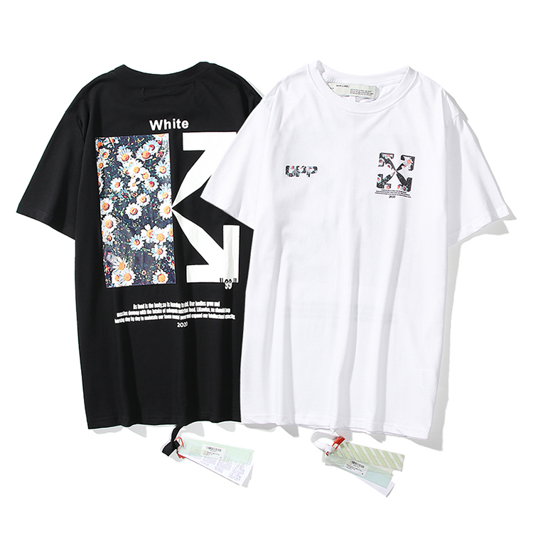 2021SS New Style Spring Offwhite High Quality Cotton Tee for Men and Women Oversize Flowery Print Tee Hip Hop Short Sleeve