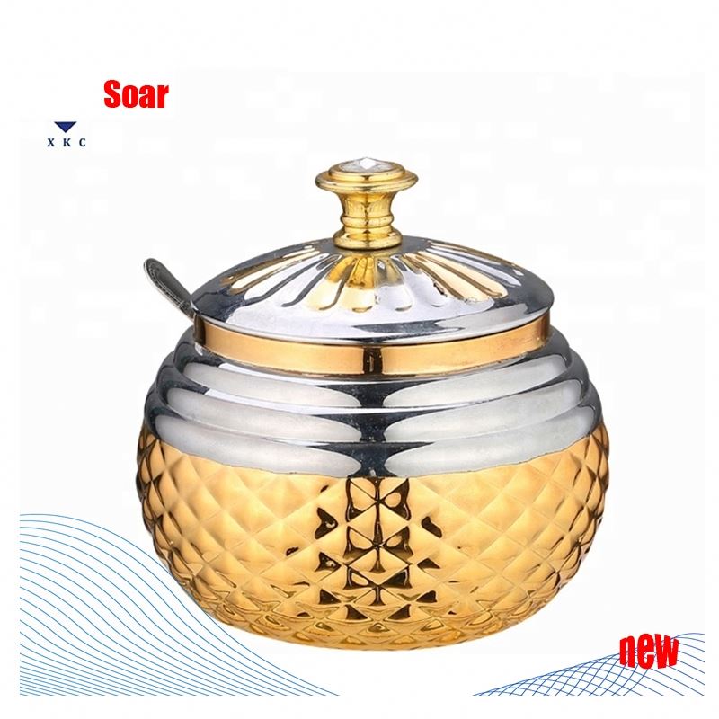 Hot sale arabic gold silver color customized Stainless Steel Condiment Seasoning Containers Set