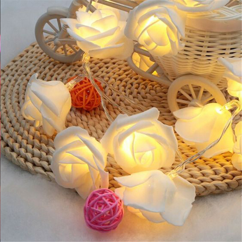 Christmas Decoration LED Outdoor Waterproof Lightchain Decorating Wedding Fairy Flower Rose LED String Lights