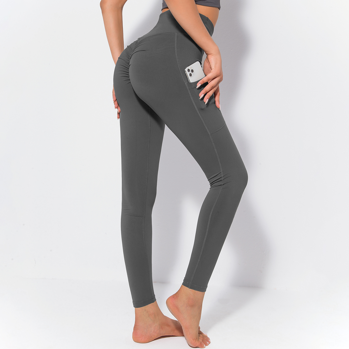 New Arrival Fitness High Waist Leggings With Pockets Nude Yoga Pants Women Gym Wear