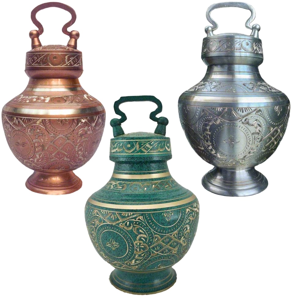 Threaded screw top lid secured seal Copper Pet Loss Memorial Urn flask bottle
