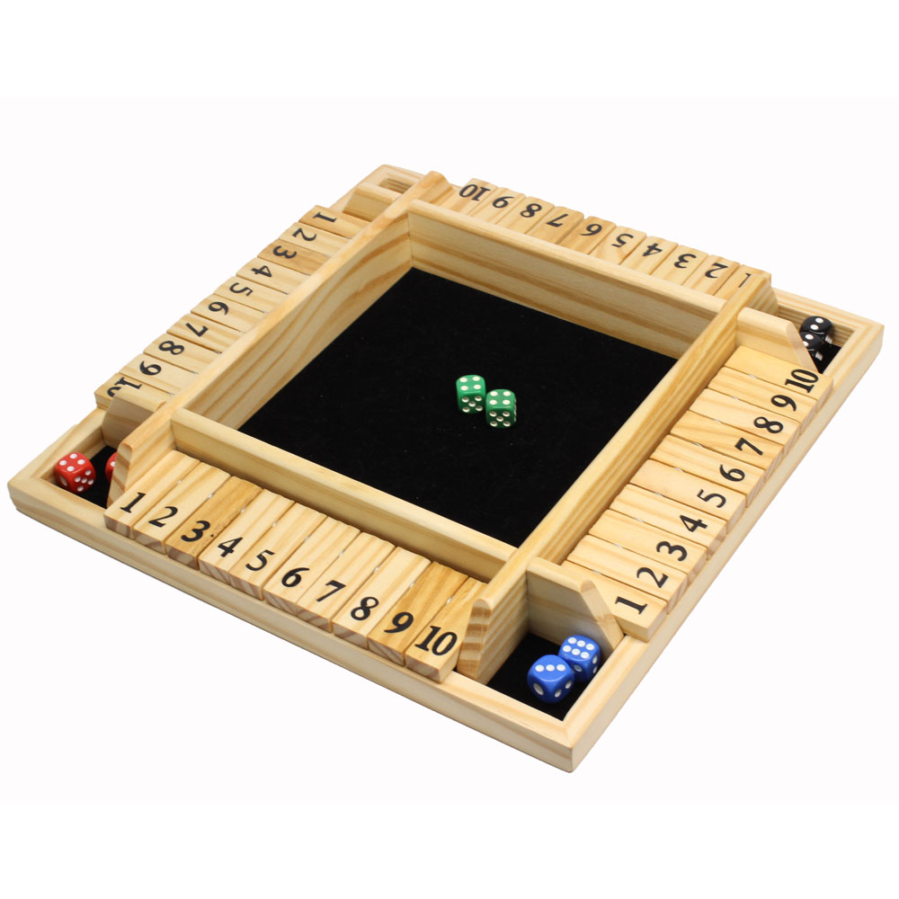 Семейная Игра Shut The Box-деревянная игра в кости для 1-4 игроков-окрашенная древесина и черный войлок для мягких костей-игровая коробка с 10 цифрами
