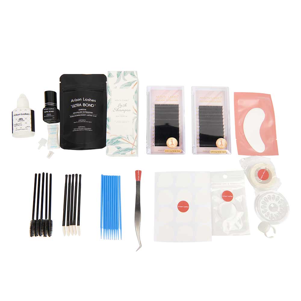 stock individual eyelash extensions mink kit 20mm, diy eyelash extension starter traning kits