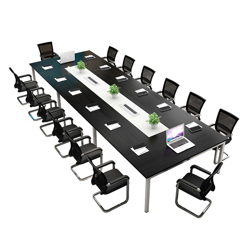 Wooden Black Embossed Black Embossed Office Furniture Meeting Table Conference