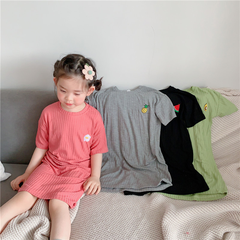 Mysweeby от производителя; Эксклюзивное однотонное дышащее мягкое детское летнее платье для сна в рубчик с короткими рукавами для девочек; Детская пижама для девочек
