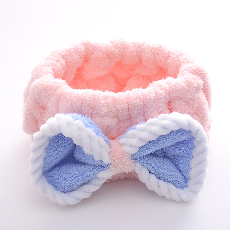 Coral velvet bow water-absorbent headband beauty remover microfiber headband
