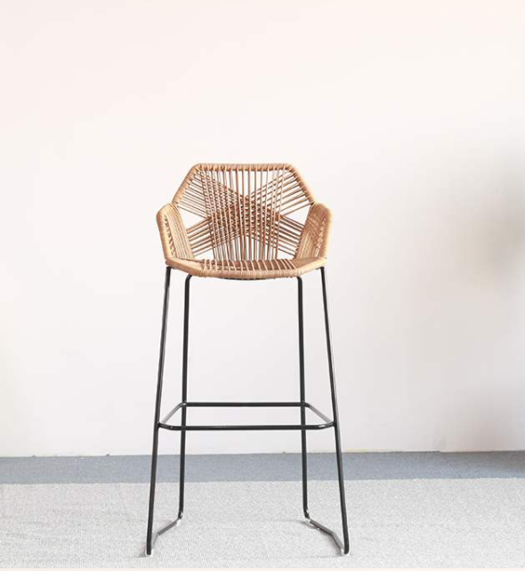 Hot sale modern style outdoor metal rope bar rattan stool