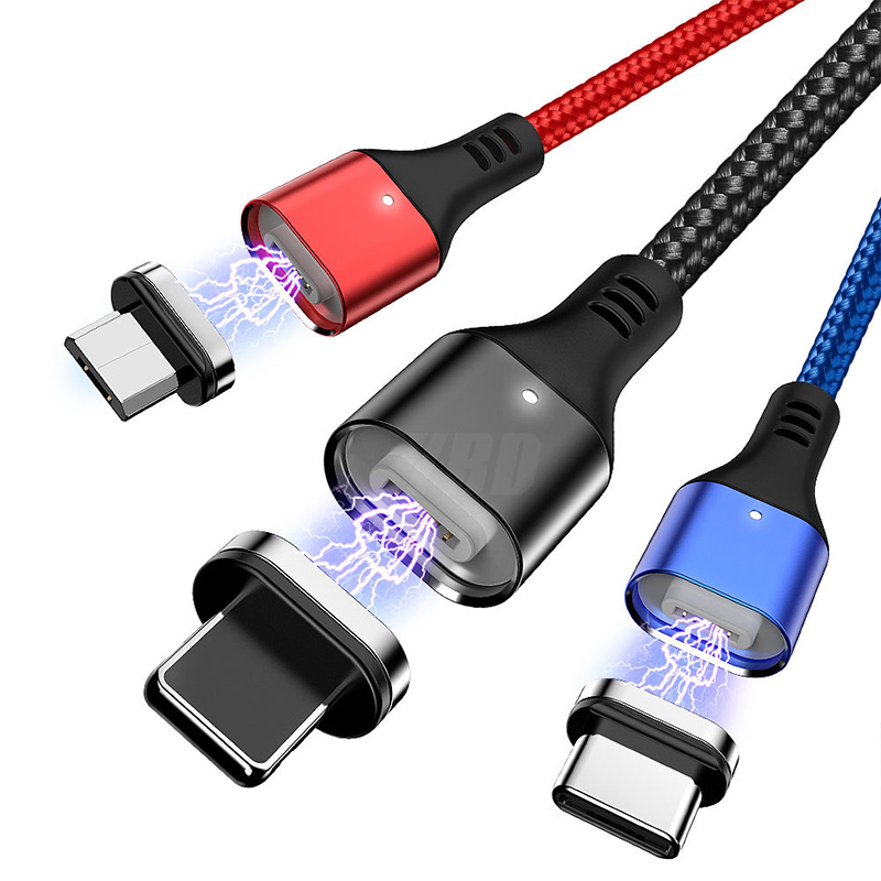 2020 новый дизайн 3A Магнитный USB Кабель зарядного устройства для синхронизации данных кабель Type-C Android IOS быстрой зарядки 3in1 USB кабель для мобильного телефона-кабель для зарядного устройства