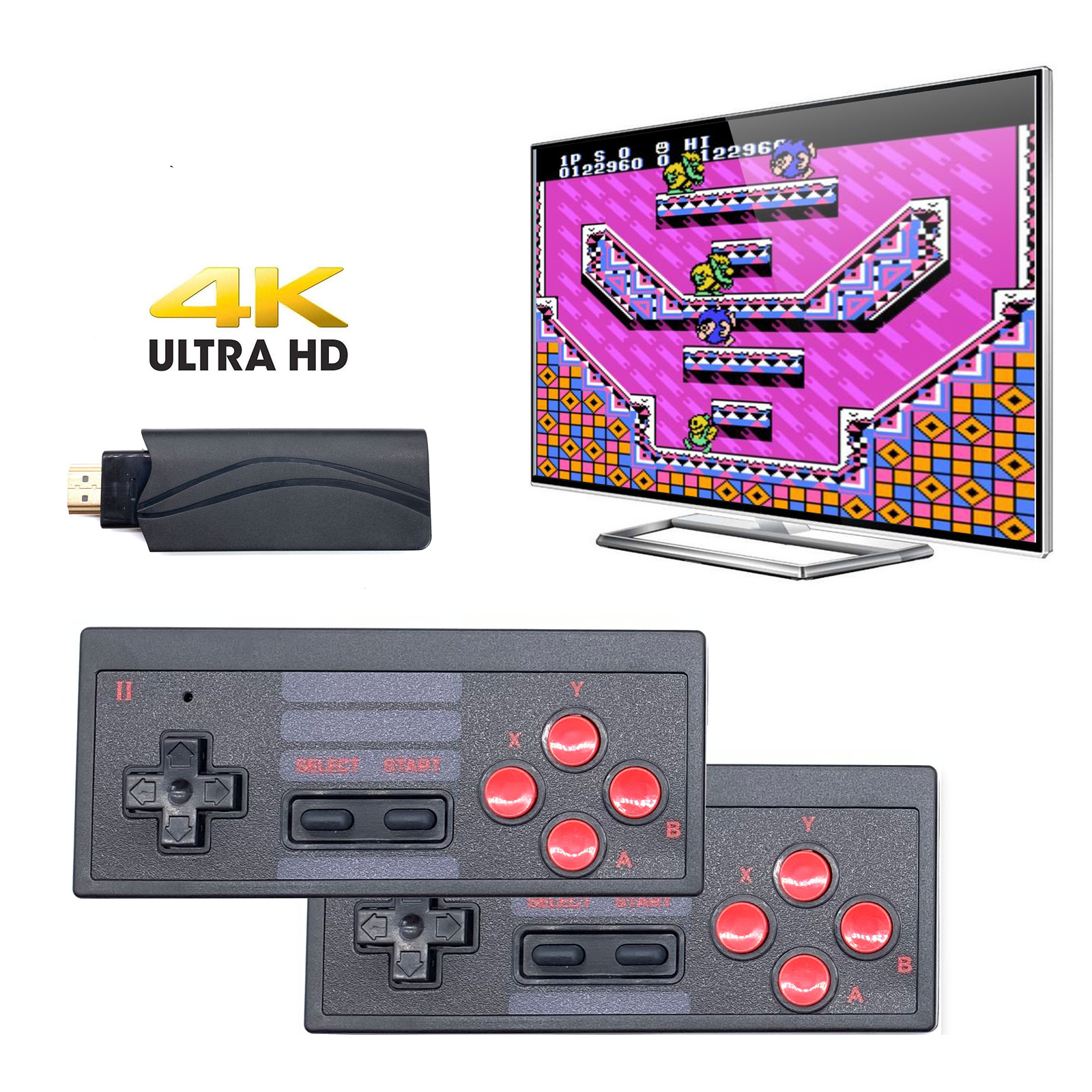 Игровая приставка 8 бит Mini HD для NES/FC Classic Edition, встроенная TF-карта 628, Классическая игра с беспроводным контроллером 2,4 ГГц для ТВ 1080P HD