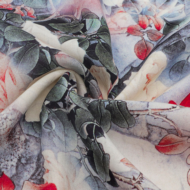 Stock low moq super soft custom floral flower pattern 125gsm 100% polyester digital printing fabric