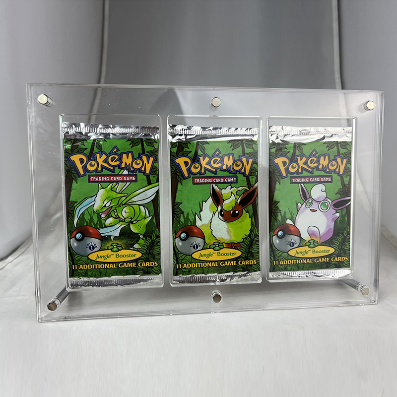 Custom UV Resistant Acrylic Magnetic Case Display Frame for 4 Poke Booster Packs Acrylic Grading Slab Card Frame