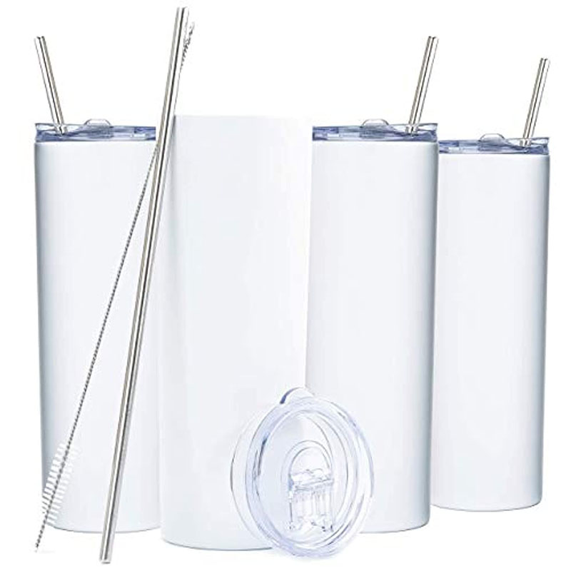 600ml/30oz 900ml Sublimation Blank Water Travel Cups Stainless Steel Double Wall Straight Skinny Tumblers With Lid*Straw