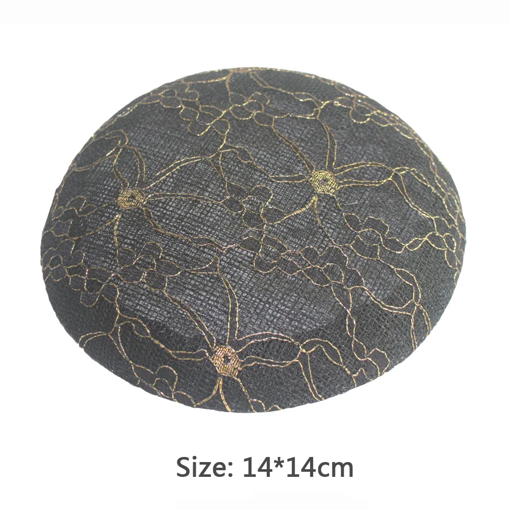 14*14cm Sinamay Round Base With Lace Cover Millinery Base Hat Form For Making Women Fascinator Hat Headpiece Headwear