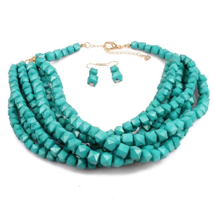 Custom design acrylic glass beads two layers handmade necklace earring sets