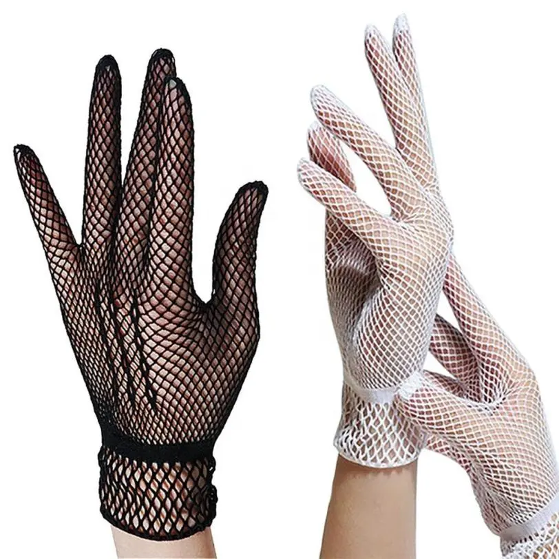 FY 2019 Women Summer UV-Proof Driving Dance Costume Lace Gloves Mesh Fishnet Gloves Cute Patchwork Mittens Guantes High Quality