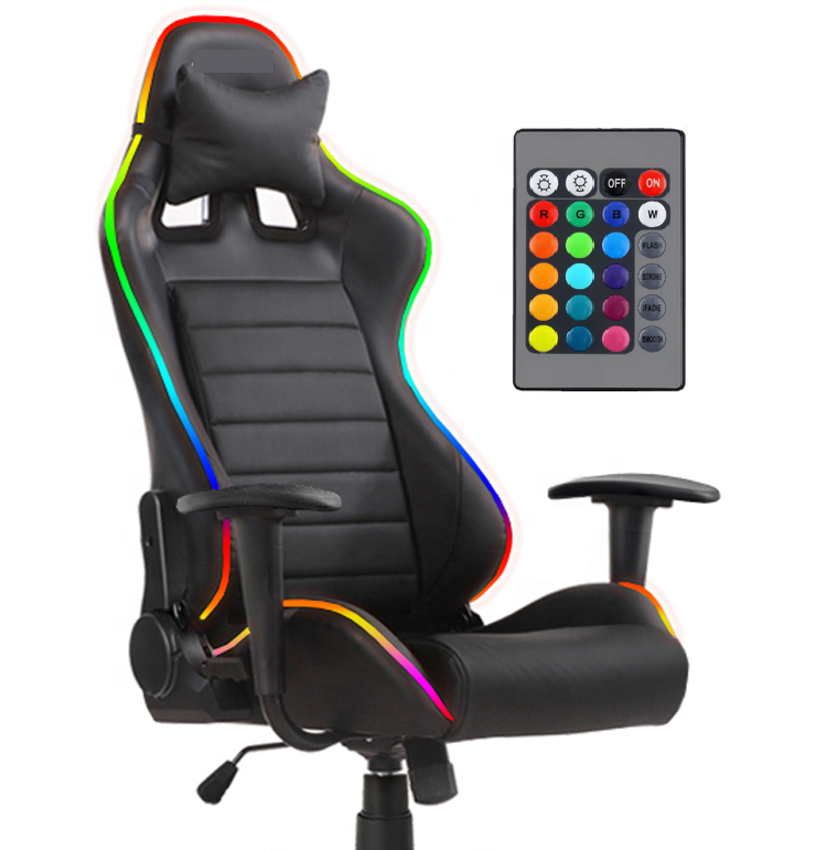 WS08 в наличии горячая Распродажа RGB Светодиодное игровое кресло OEM укомплектованное гоночное офисное игровое кресло светодиодная подсветка RGB динамик choiceable