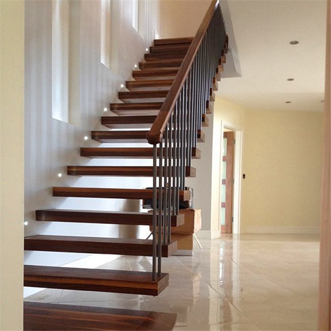 floating staircase/hidden cantilever stairs/enter wall type stair with glass step ,wood treads