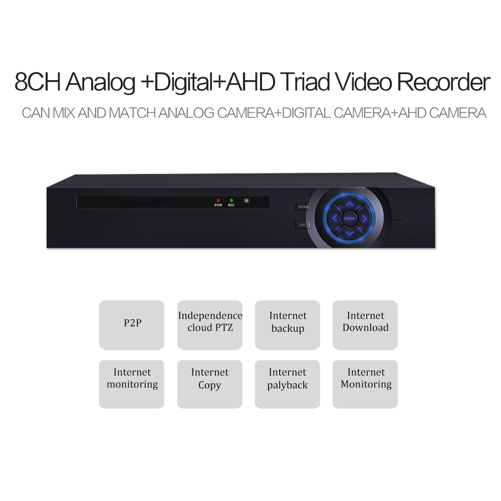 8CH 1080N Гибридный HD AHD видеорегистратор камеры видеонаблюдения записи мониторинга AHD видеорегистратор с HDMI VGA