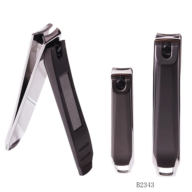 Promotional Custom Logo Stainless Steel Finger Nail Cutter Black Nail Clipper Set