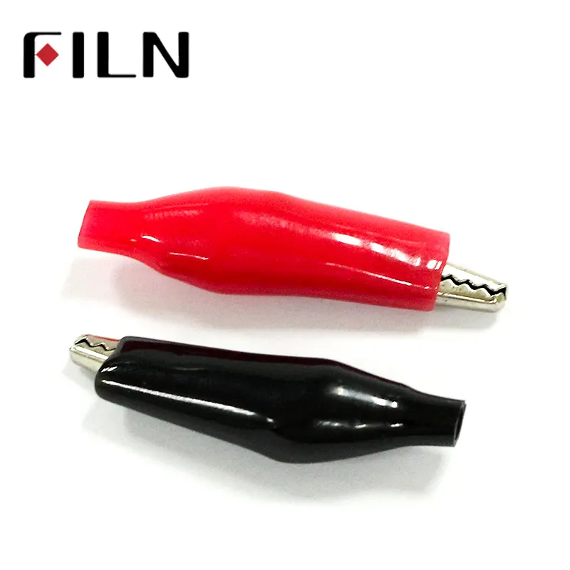 FILN 50pcs/bag Car Alligator Clips Battery Clamps 35.3mm length MIddle number Crocodile Clip Red Black Green cover