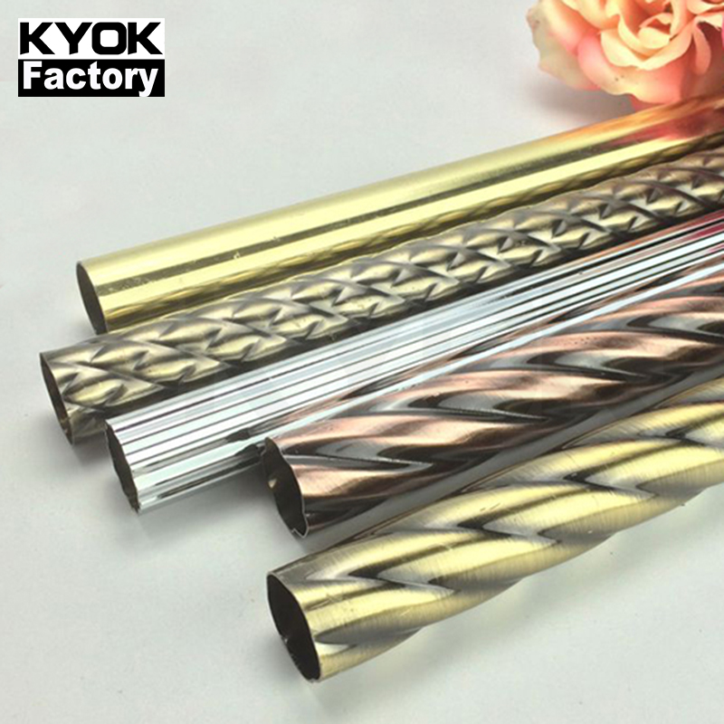 KYOK Pipe And Drape Curtain 400Cm Extendable Curtain Poles Double Bracket Curtain Accessories Iron Pipe With Crystal FinialsD910