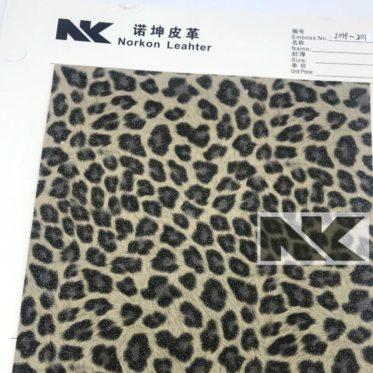 V090 thick yang buck frosted leather leopard print PVC artificial leather for bags, shoes, belts, watches and sofas