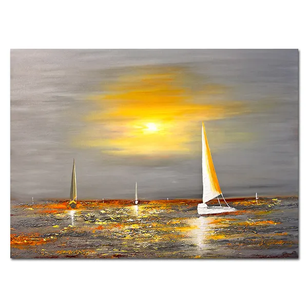 The latest handcrafted Dutch sunset sailboat decorative oil painting