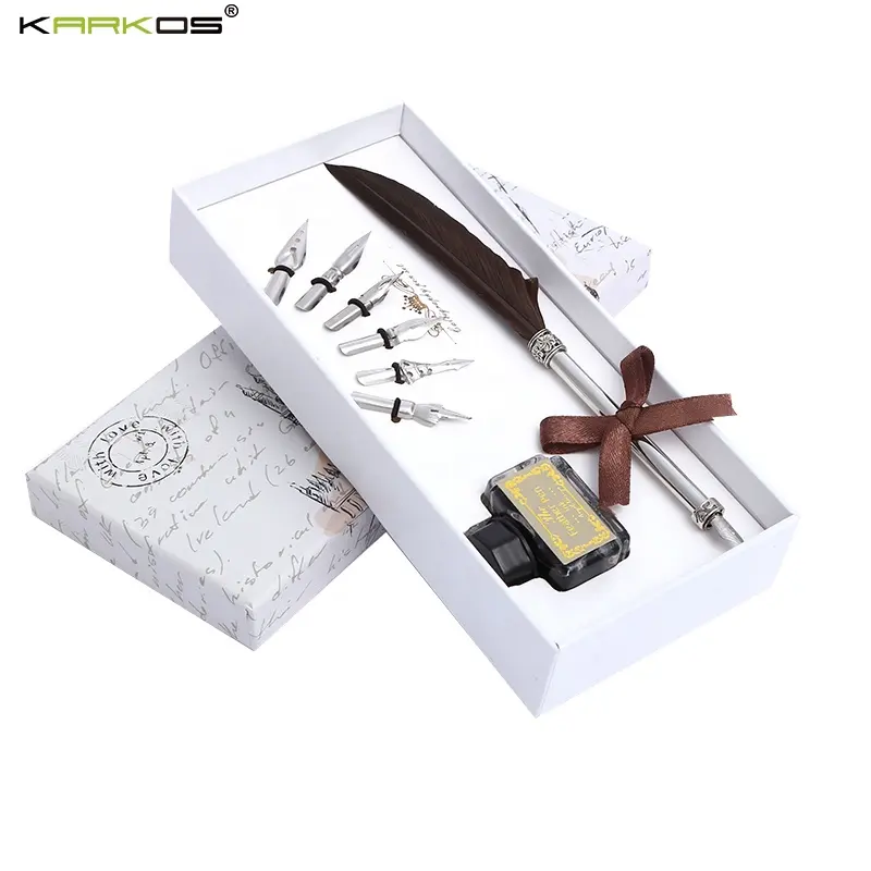 Christmas Antique gift Fountain dip pen classical style feather quill pen for promotion