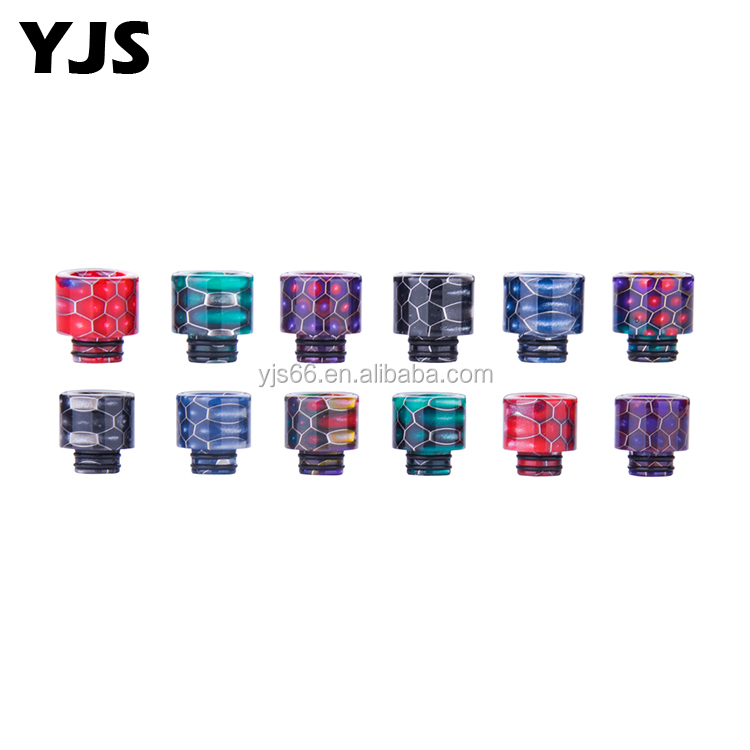 YJS 2019 хит продаж керамический деревянный плоский камень хрустальный Золотой светящийся в темноте деревянный PEI Diamond Carbon Drip Tip 510