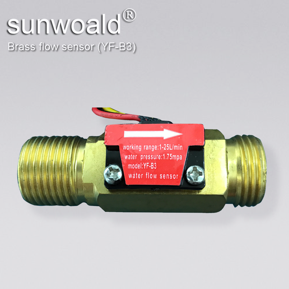 Sunwoald YF-B3 1/2 "1 ~ 25L/мин водные магистрали из Желтой меди с турбинный расходомер датчик расходомера для водонагревателя