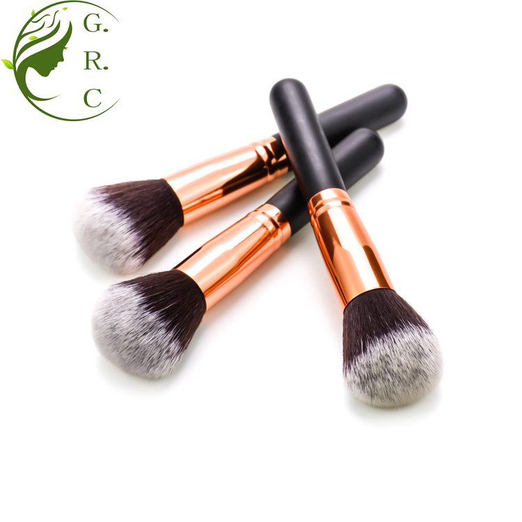 High quality Rose Golden Big Wooden Handle Kabuki Makeup Powder Brush Make up Brushes