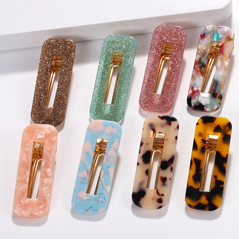 Candy Colorful glitter leopard print geometrical aluminum hair clip for girl