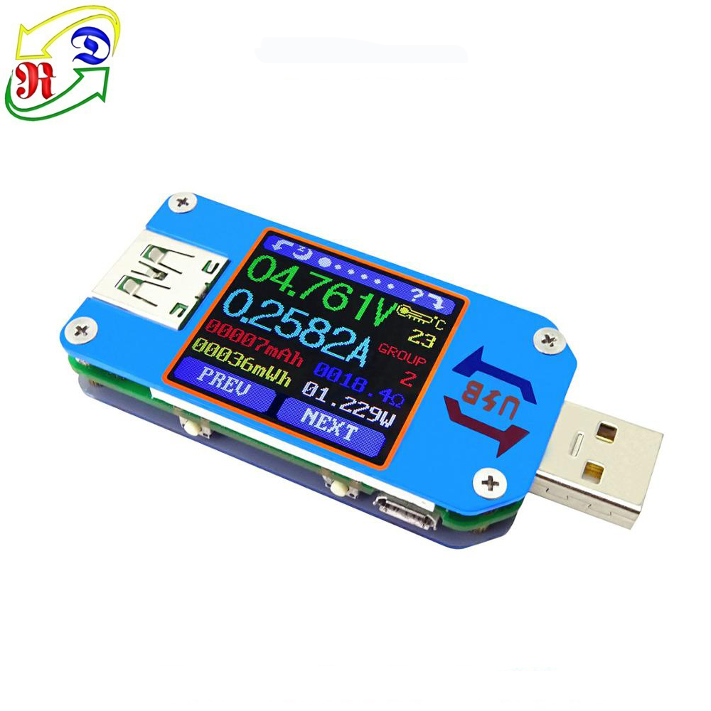 RD Type-C UM25 USB-A 2,0 цветной дисплей Вольтметр Амперметр кабель сопротивление зарядное устройство Внешний аккумулятор USB тестер напряжения тока