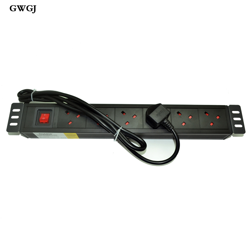 PDU cabinet power socket 1.5U19 inch 6-bit 13A British standard with double-break switch 45 degree oblique plug